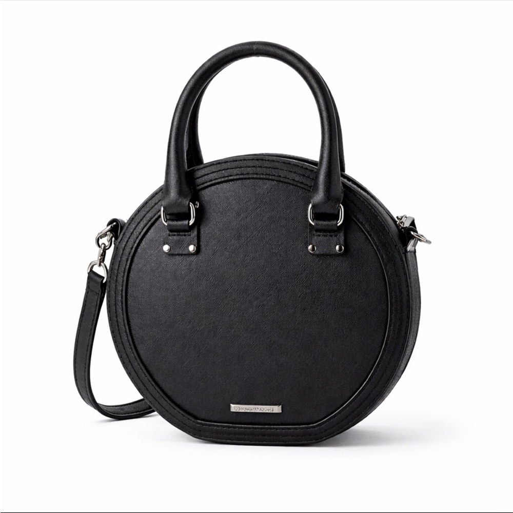 Rebecca Minkoff Bree Circle Bag Black Saffiano Leather Handled Crossbody